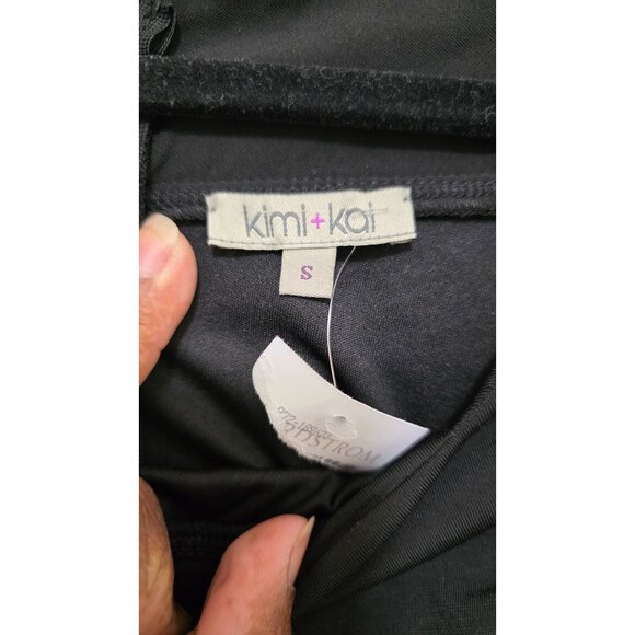 NWT Kimi + Kai Black Off Shoulder Maternity Dress Rushed Waist Detail Size S - Picture 6 of 7